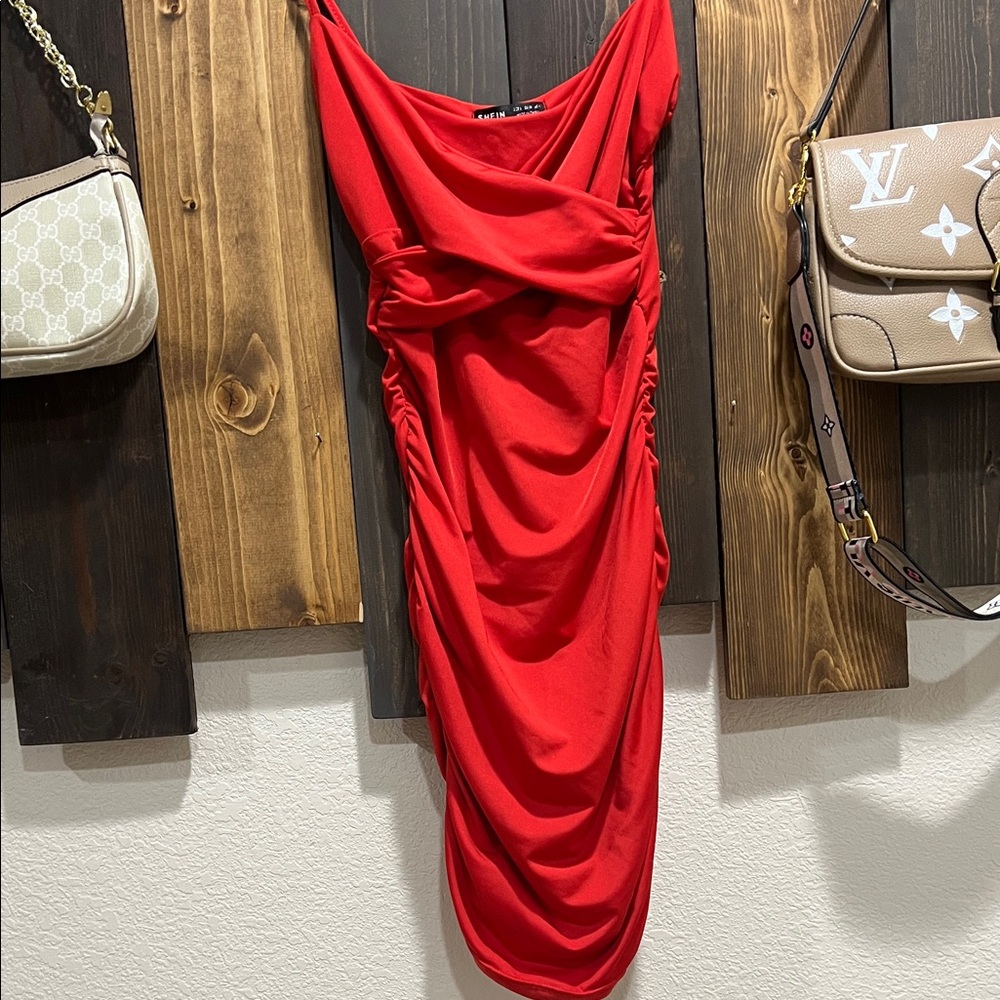 SHEIN Vibrant Red Asymmetrical Dress